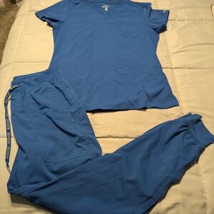 Royal blue med couture scrub set